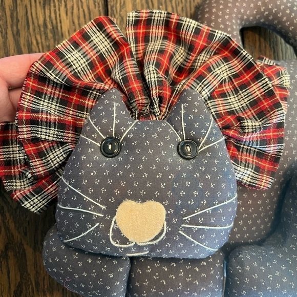 Vintage Fabric HandmadeFat Cat Weighted Doorstop Green Floral Pattern Kitty Cat - Picture 11 of 11